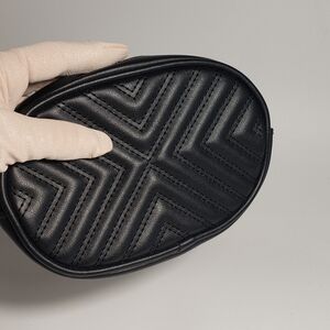 Black Quilted Mini Waist Bag Faux Leather No Belt